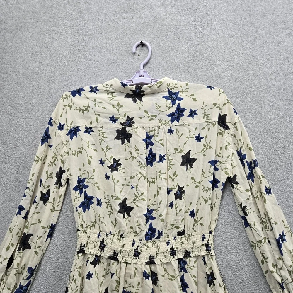 Free People Women Dress M Cream Floral Lighten Up Mini Fit & Flare